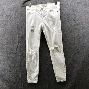 Current/Elliot‎ White Skinny Jeans Womens 25 Distressed Ripped Low Rise Stretch